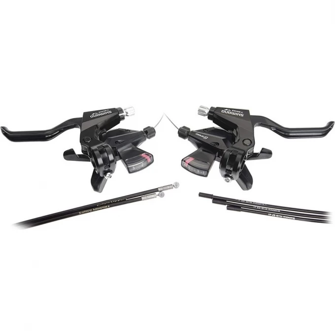 Шифтер/Тормозная ручка SHIMANO ALTUS, M310, левый/правый, 3X8 скоростей, трос+оплетка, черный ESTM3102PTA3L